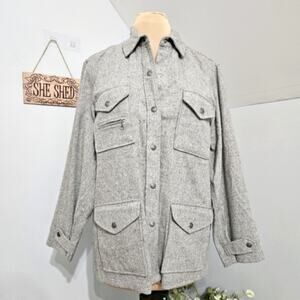 Lauren Ralph Lauren Shirt Jacket Gray Wool Blend Snap Closure Shacket Large